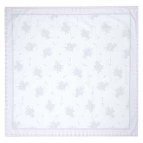 2LAG15 Tischdecke 150x150 cm Weiß Violett Baumwolle Lavendel Quadrat Tischtuch