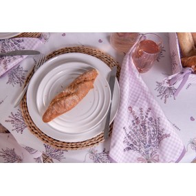2LAG15 Tischdecke 150x150 cm Weiß Violett Baumwolle Lavendel Quadrat Tischtuch