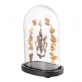 265174 Cloche 26x16x37 cm Gold colored Black Glass Wood Heart Oval Glass Bell Jar