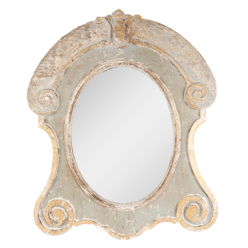 52S266 Specchio 69x84 cm Marrone Beige Legno Vetro Grande specchio