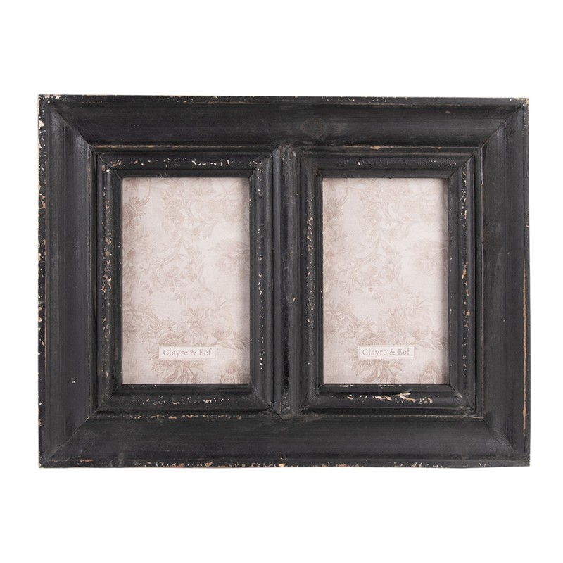 2F0949 Photo Frame 10x15 cm (2) Black Wood Rectangle Picture Frame