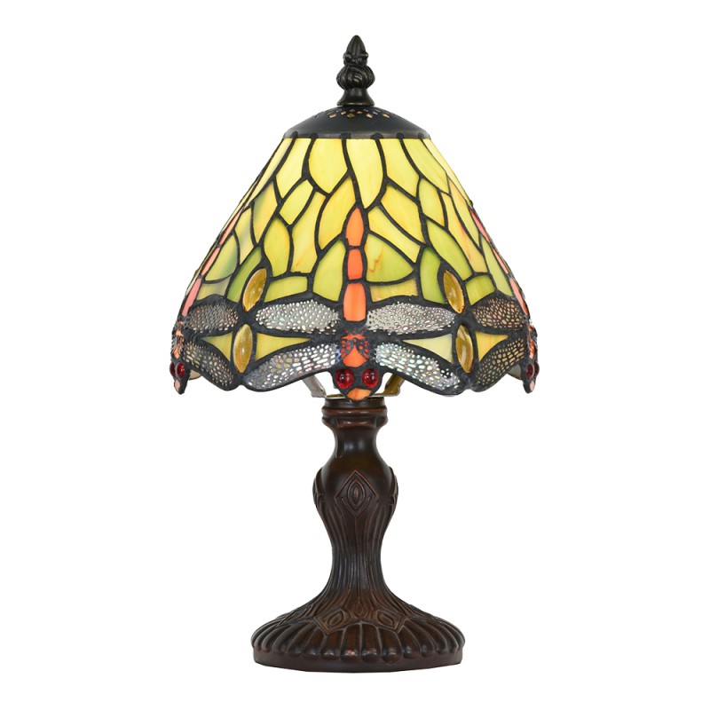5LL-5620 Table Lamp Tiffany Ø 18x30 cm Green Glass Plastic Dragonfly Desk Lamp Tiffany