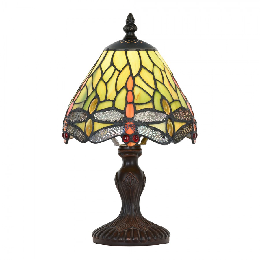 5LL 5620 Tiffany Tafellamp Ø 18x30 cm Groen Glas Kunststof Libelle Tiffany Bureaulamp