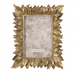 22F0928 Photo Frame 10x15 cm Gold colored Plastic Leaves Rectangle Picture Frame