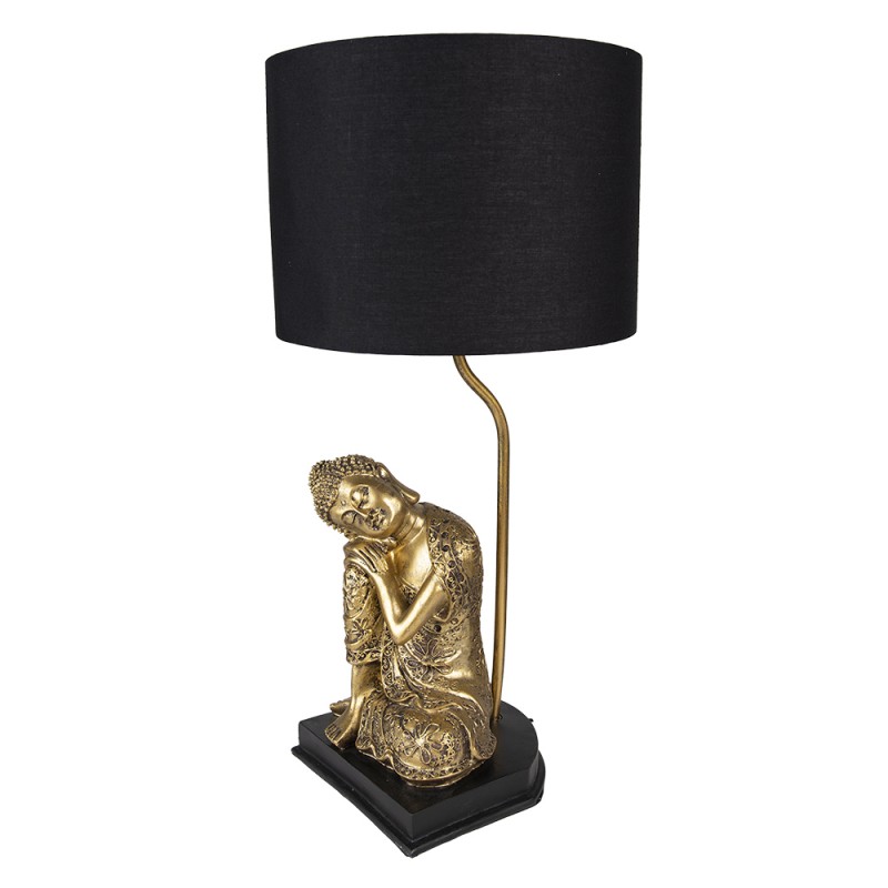 6LMC0062 Table Lamp Buddha Ø 26x54 cm Gold colored Black Plastic Desk Lamp