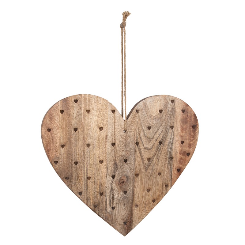 6H2302 Decorative Cutting Board 38x40 cm Brown Wood Hearts Heart-Shaped Snack Board
