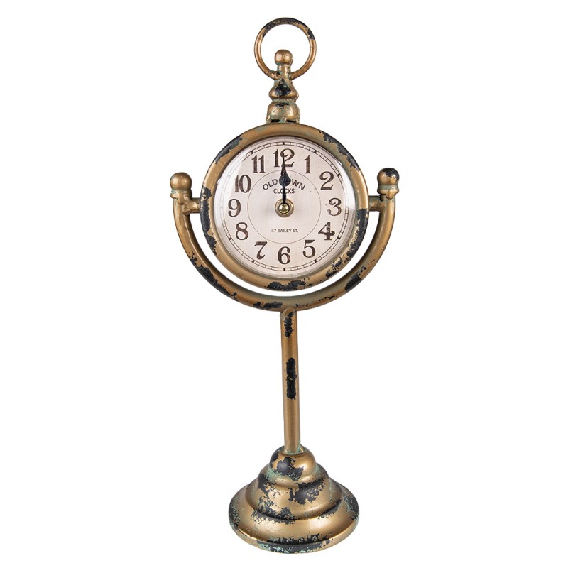 6KL0800 Table Clock 15x11x34 cm Gold colored Metal Indoor Table Clock