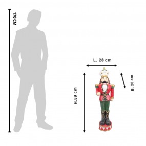 25PR0095 Figur Nussknacker 89 cm Rot Grün Polyresin Weihnachtsdekoration