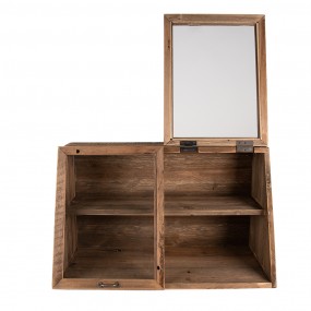 250706 Display Cabinet 60x26x36 cm Brown Wood Glass Storage Cabinet
