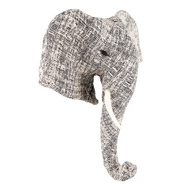 65180 Wanddekoration Elefant 40 cm Weiß Schwarz Papier Eisen Textil Wandschmuck