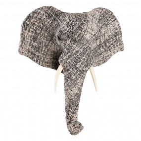 265180 Wanddekoration Elefant 40 cm Weiß Schwarz Papier Eisen Textil Wandschmuck