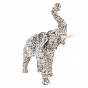 265181L Figurine Éléphant 50 cm Blanc Noir Papier Fer Textile Accessoires de maison