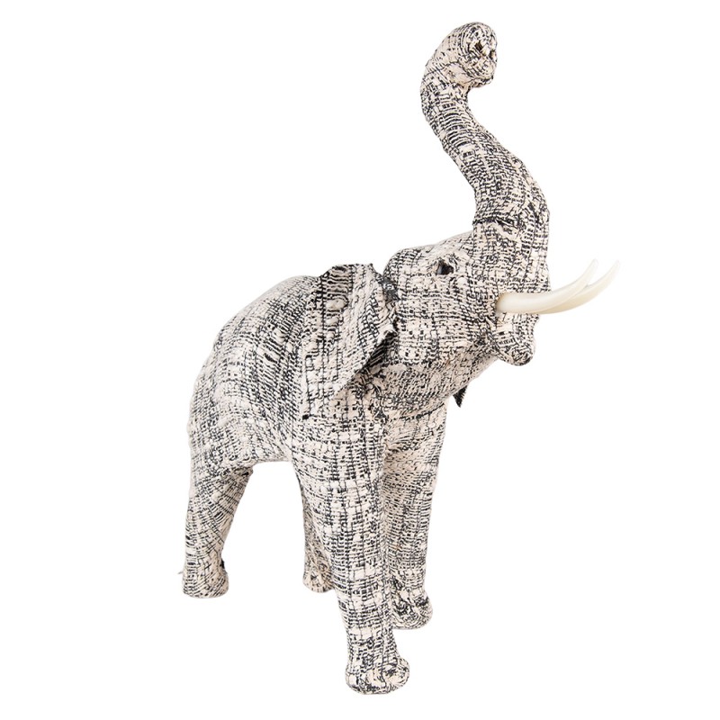 65181L Figur Elefant 50 cm Weiß Schwarz Papier Eisen Textil Wohnaccessoires