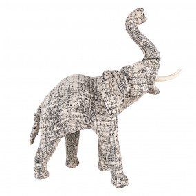 265181L Statuetta Elefante 50 cm Bianco Nero Carta Ferro Tessuto Accessori per la casa