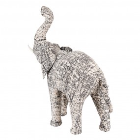 265181L Figur Elefant 50 cm Weiß Schwarz Papier Eisen Textil Wohnaccessoires