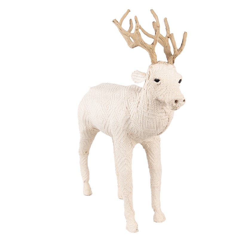 65184L Figurine Deer 50 cm Beige Paper Iron Textile Home Accessories