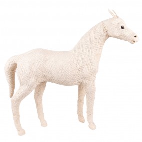 265185L Figur Pferd 46 cm Beige Papier Eisen Textil Wohnaccessoires