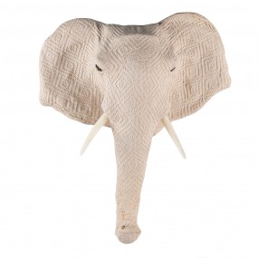 265187 Wanddecoratie Olifant 47 cm Beige Papier Ijzer Textiel Muurdecoratie