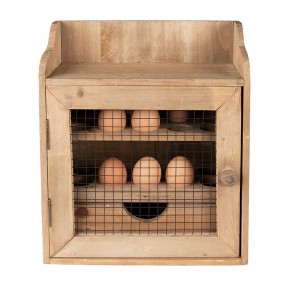 26H2260 Egg Cabinet 30x14x36 cm Brown Wood Iron Oval Egg Holder