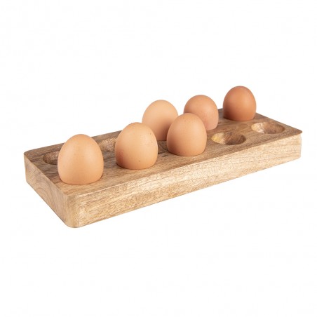 6H2108 Egg Holder 32x13x19 cm Brown Wood Chicken Egg Rack