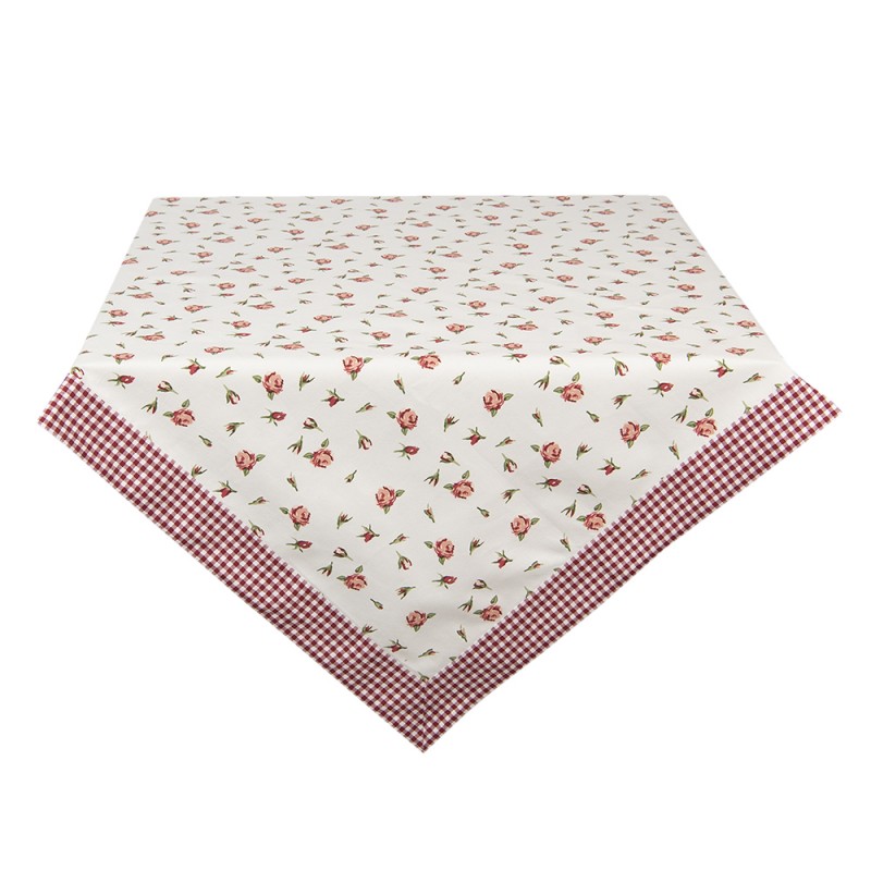 ROR15 Tablecloth 150x150 cm Red White Cotton Roses Square Table cloth