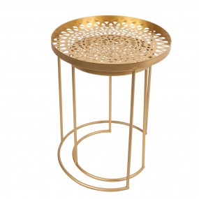 265145 Side Table Set of 2 Ø 40x50 / 30x45 cm Gold colored Metal Round Side Table