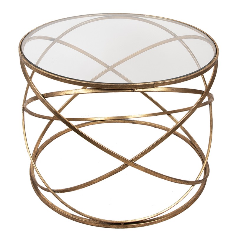 50699 Side Table Ø 65x49 cm Gold colored Iron Glass Round