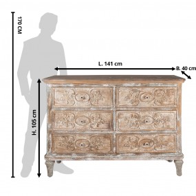25H0568 Dresser 141x40x105 cm Beige Grey Wood Rectangle Chest of Drawers