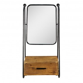 252S270 Miroir 46x90 cm Marron Noir Fer Bois Rectangle Grand miroir