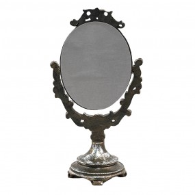 262S243 Miroir sur pied 16x29 cm Marron Couleur argent Plastique Miroir de table