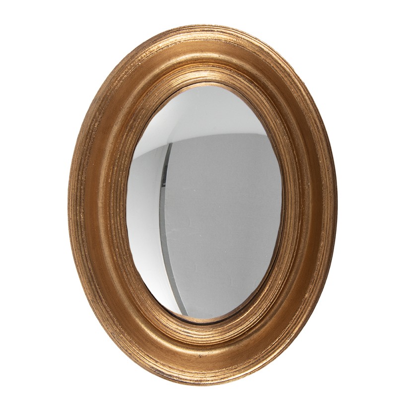 62S205GO Spiegel 24x32 cm Goldfarbig Holz Oval Großer Spiegel