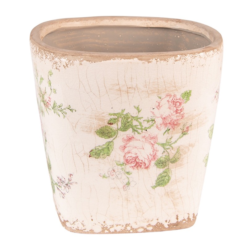 6CE1540L Pot de fleurs 16x16x16 cm Rose Beige Céramique Fleurs Pot de fleurs d'intérieur