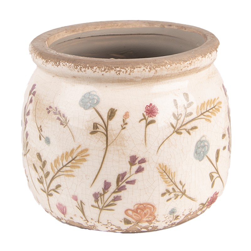 6CE1551S Fioriera Ø 12x9 cm Rosa Beige Ceramica Fiori  Fioriera per interni