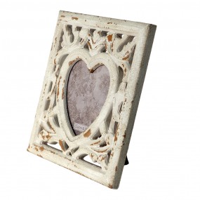 22F0857 Photo Frame 15x15 cm Beige Brown MDF Heart-Shaped Picture Frame