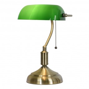 25LL-5104 Lampe de bureau Lampe de banquier 27x17x41 cm  Vert Couleur or Métal Verre Lampe de table