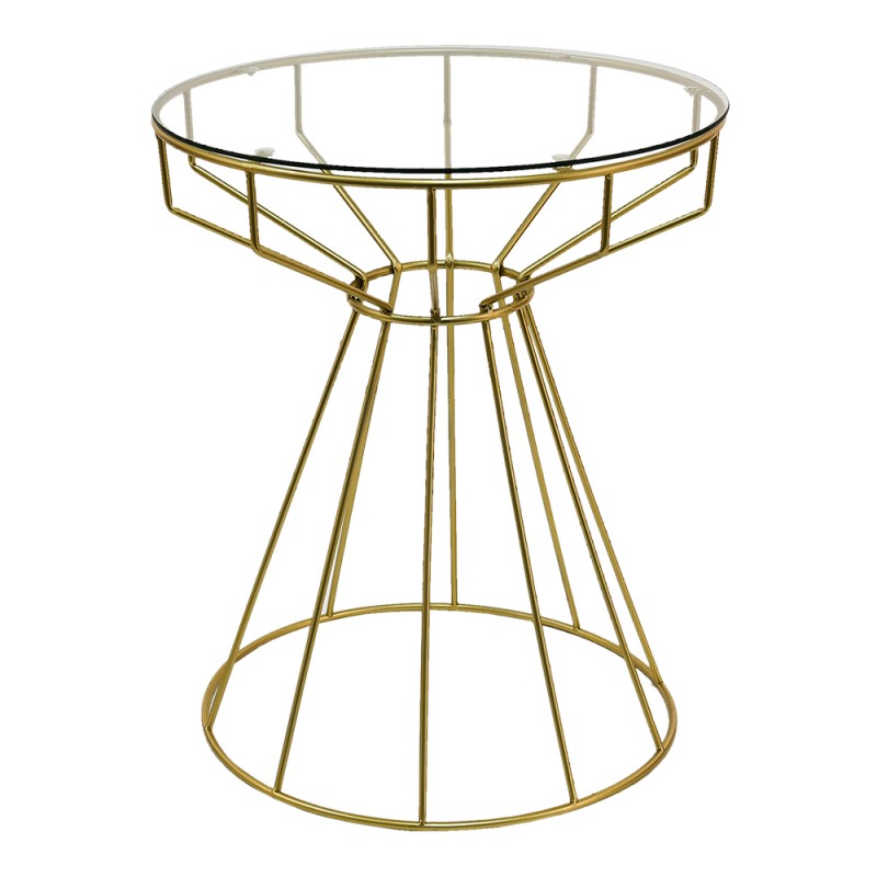 5Y0994 Side Table Ø 50x60 cm Gold colored Metal Glass