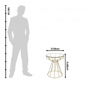 25Y0994 Side Table Ø 50x60 cm Gold colored Metal Glass