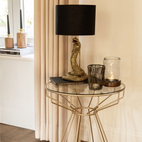 25Y0994 Side Table Ø 50x60 cm Gold colored Metal Glass
