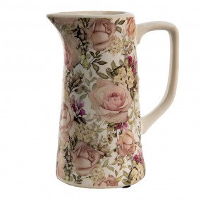 26CE1413M Decoration can 750 ml Pink Ceramic Flowers Water Jug