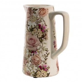 26CE1413M Decoration can 750 ml Pink Ceramic Flowers Water Jug