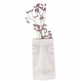 26CE1527 Vase Face 15x9x25 cm White Ceramic Decorative Vase