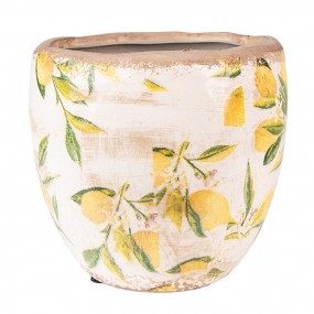 26CE1529M Pot de fleurs Ø 18x17 cm Jaune Céramique Citron Pot de fleurs d'intérieur