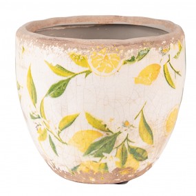 26CE1529XS Pot de fleurs Ø 12x11 cm Jaune Céramique Citron Pot de fleurs d'intérieur