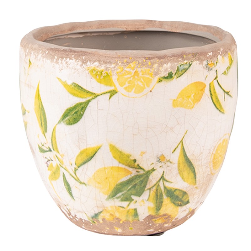 6CE1529XS Pot de fleurs Ø 12x11 cm Jaune Céramique Citron Pot de fleurs d'intérieur