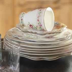 26CEMU0127 Mug 300 ml White Pink Porcelain Flowers Tea Mug