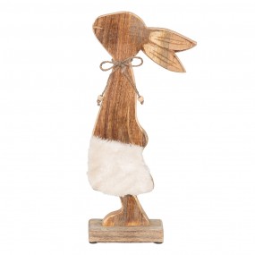 26H2155 Figur Kaninchen 18x6x40 cm Braun Weiß Holz Wohnaccessoires