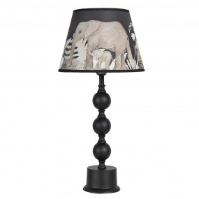 26LMC0025 Table Lamp Ø 27x57 cm  Black Grey Ceramic Elephants Round Desk Lamp