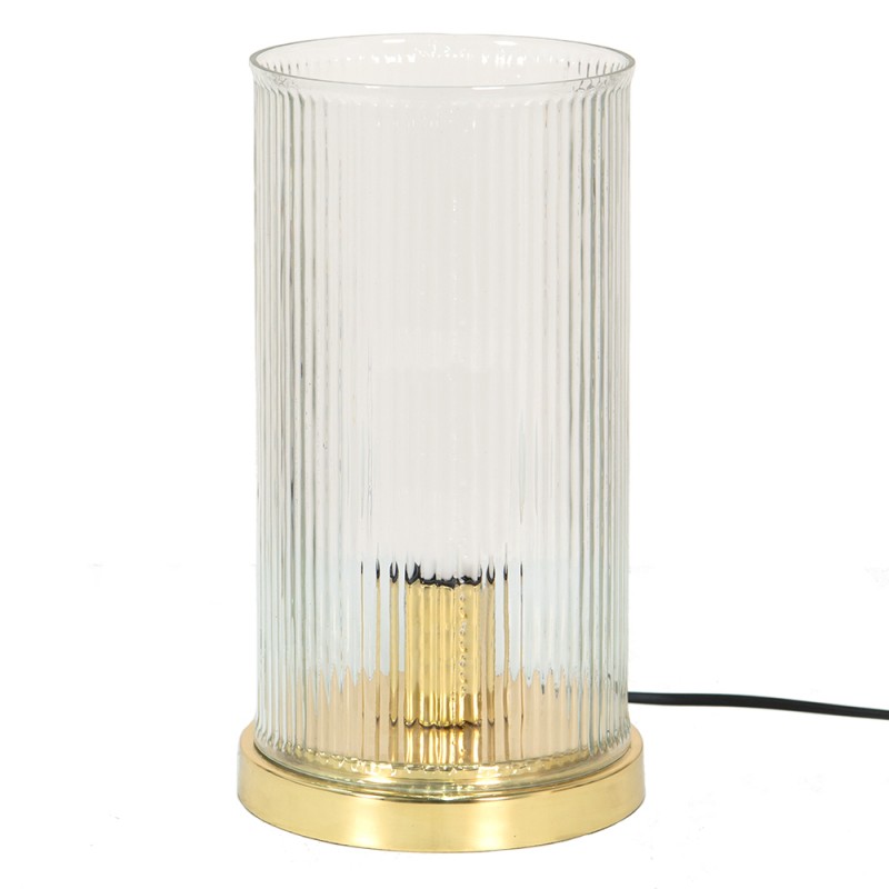 6LMP757 Tischlampe Ø 15x27 cm  Goldfarbig Glas Metall Rund Schreibtischlampe