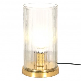 26LMP757 Tafellamp  Ø 15x27 cm  Goudkleurig Glas Metaal Rond Bureaulamp