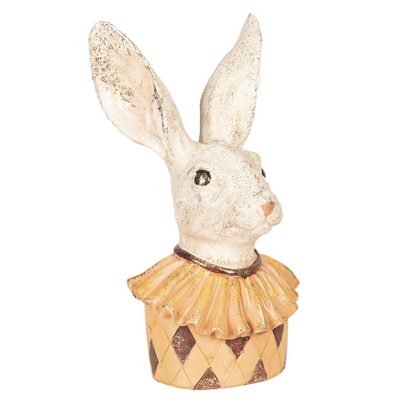 6PR2518 Figurine Lapin 24 cm Beige Jaune Polyrésine Accessoires de maison